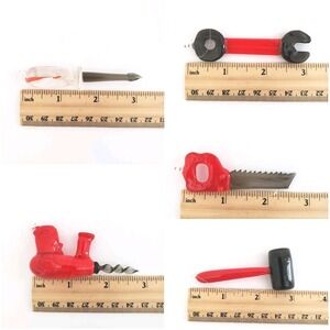 Vtg Miniature Lot Of Glass Tool Ornaments Drill Wrench Saw Hammer Screwdriver